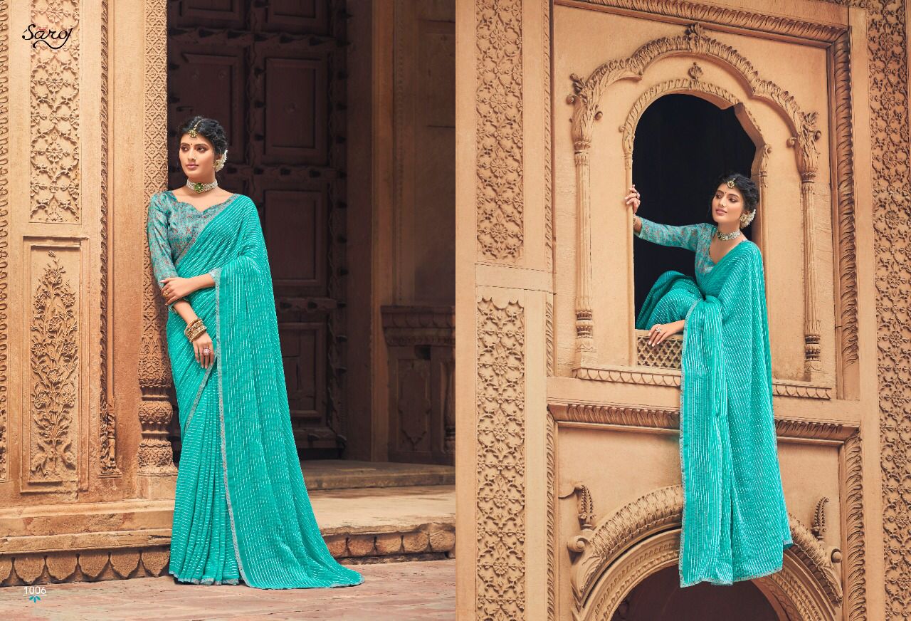 Saroj Falak Latest Festive Party Wear Georgette Heavy Saree Collection